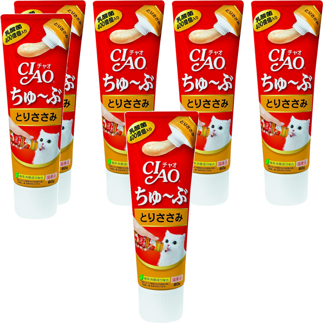 INABA CIAO 啾嚕 乳酸菌肉泥膏, 雞肉, 80g, 6條