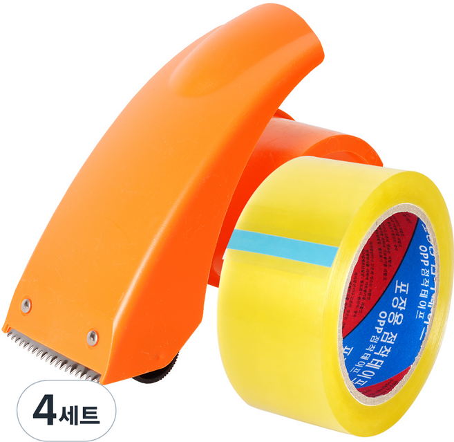 코멧 투명 박스 테이프 48mm x 50m + 커터기 세트, 4세트