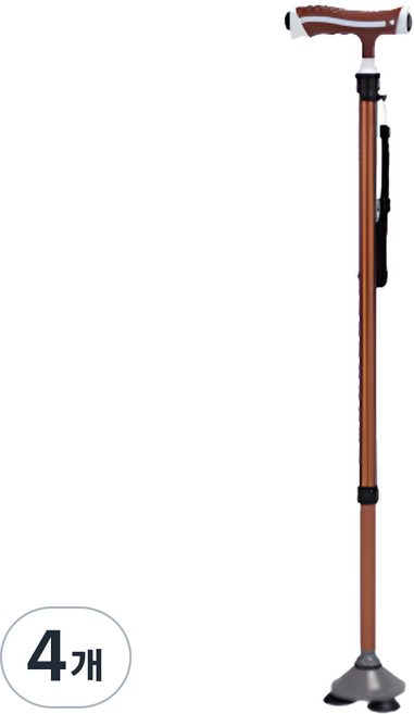 디페이브 클래식 노인 어르신 3발 논슬립 핸들 조명 지팡이 브라운, 4개