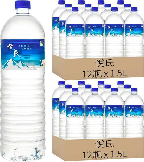 悅氏 礦泉水, 1500ml, 24瓶