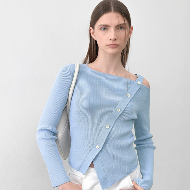 아틀리에나인 여성용 모건 세미 슬림 니트 T-7010