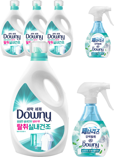 다우니 세탁 세제 실내건조 본품 3L 4p + 페브리즈 섬유탈취제 다우니 실내건조 프레시클린향 본품 370ml 2p, 1개
