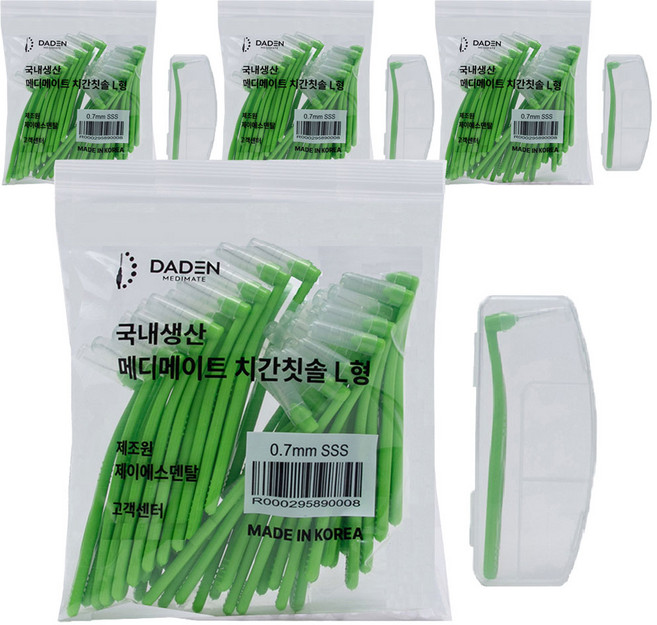 다덴 메디메이트 치간칫솔 L형 SSS, 0.7mm, 50개입, 4개