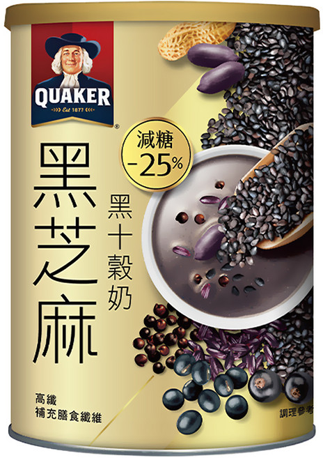 QUAKER 桂格 黑芝麻黑十穀奶, 390g, 1罐