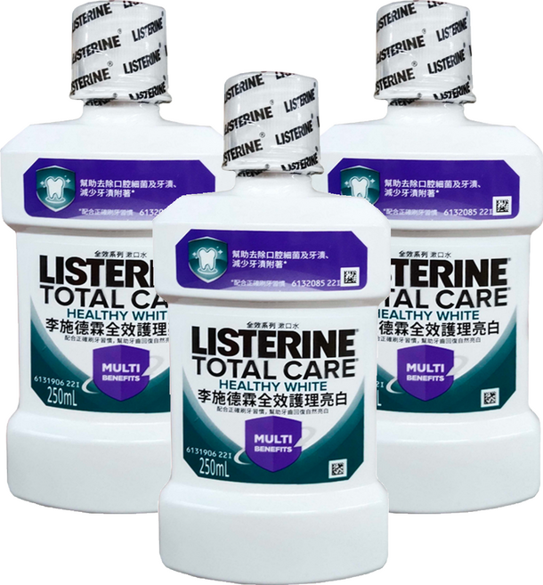 LISTERINE 李施德霖 全效護理亮白漱口水, 250ml, 3瓶