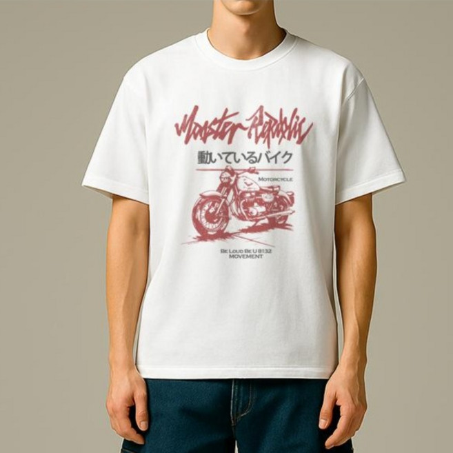 몬스터리퍼블릭 모터싸이클 빈티지 레드 티셔츠 8132