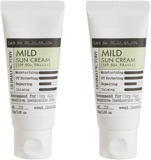 더마팩토리 무기자차 마일드 편백수 선크림 SPF50+ PA++++, 30g, 2개