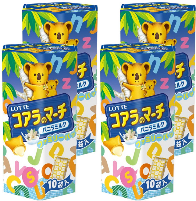 LOTTE 樂天 小熊餅 家庭號 牛奶風味 10包, 195g, 4盒