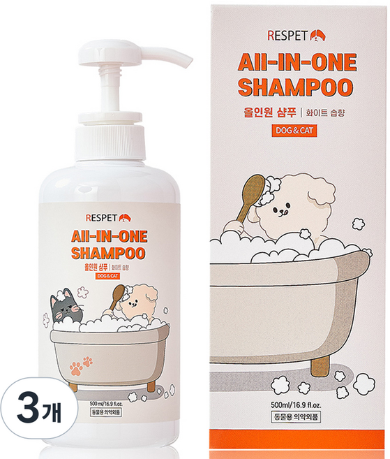 리스펫랩 반려동물 더 순한 저자극 올인원 샴푸, 500ml, 1개입, 3개