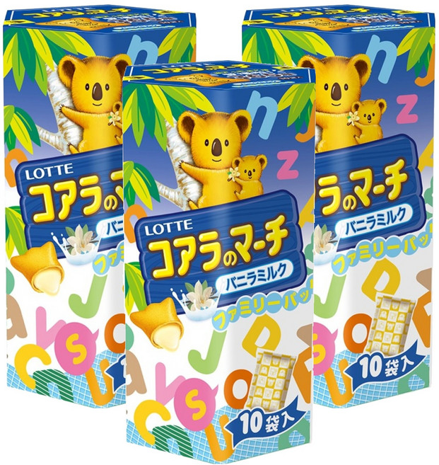 LOTTE 樂天 小熊餅 家庭號 牛奶風味 10包, 195g, 3盒