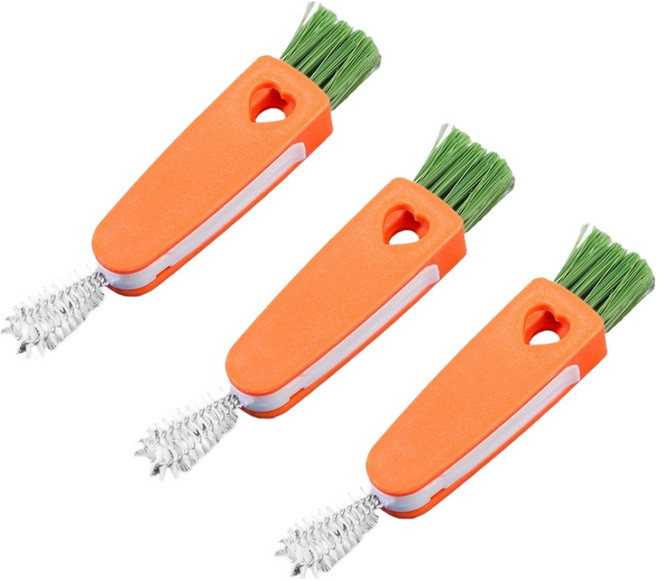 모던모어 3in1 다용도 틈새 세척 청소솔, 오렌지, 3개