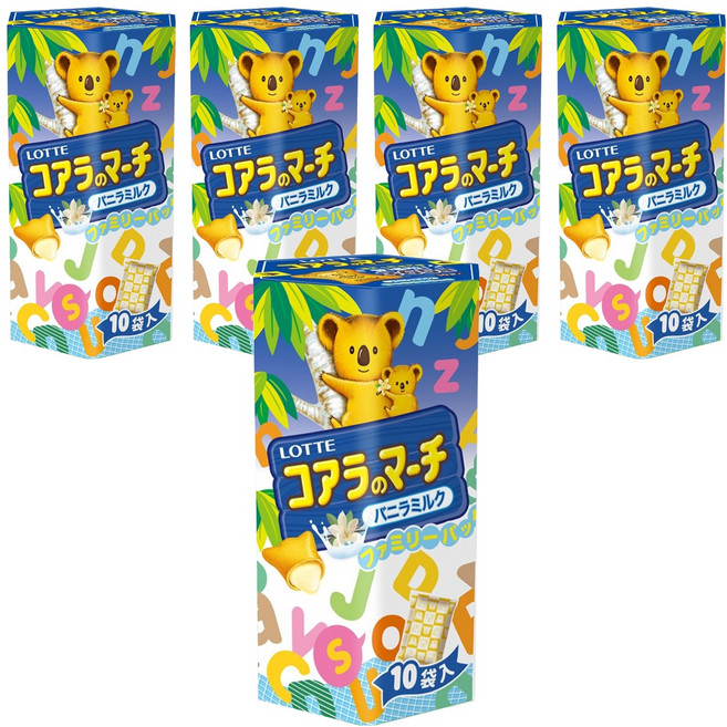 LOTTE 樂天 小熊餅 家庭號 牛奶風味 10包, 195g, 5盒