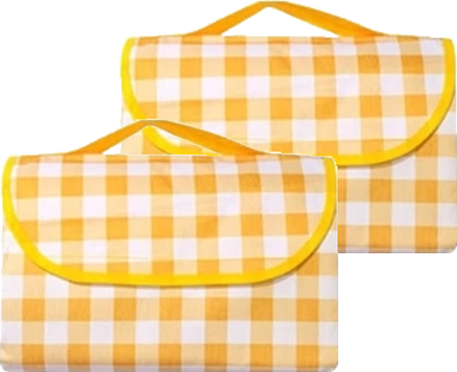 防水野餐墊/遊戲墊/沙灘墊/戶外帳篷墊, 黃格, 2個