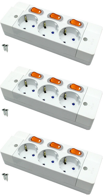 개별스위치 노출 전선형 멀티탭 3구 E-8257, 3개