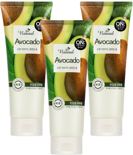 온더바디 더 내추럴 아보카도 순한 클렌징 폼, 200g, 3개