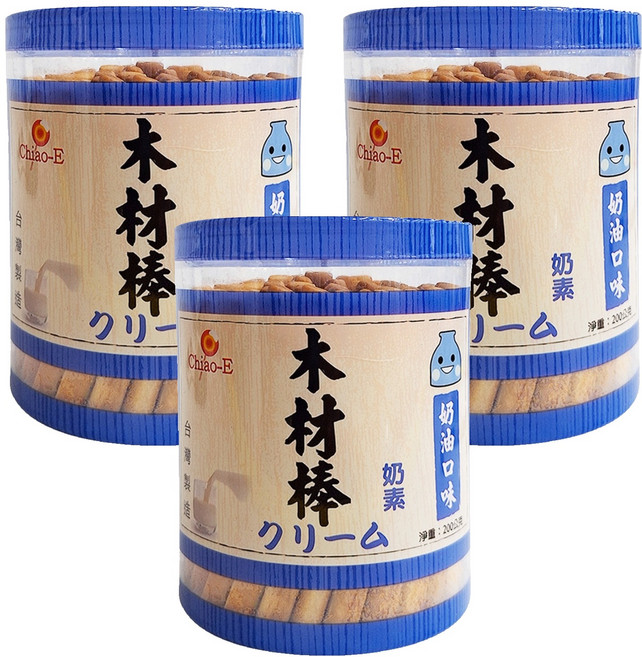 Chiao-E 巧益 奶油木材棒 奶素, 200g, 3罐