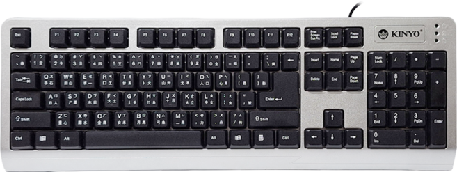 Kinyo USB精緻鍵盤 450 x 21 x 152mm 線長140cm 480g, KB-18U, 銀黑色