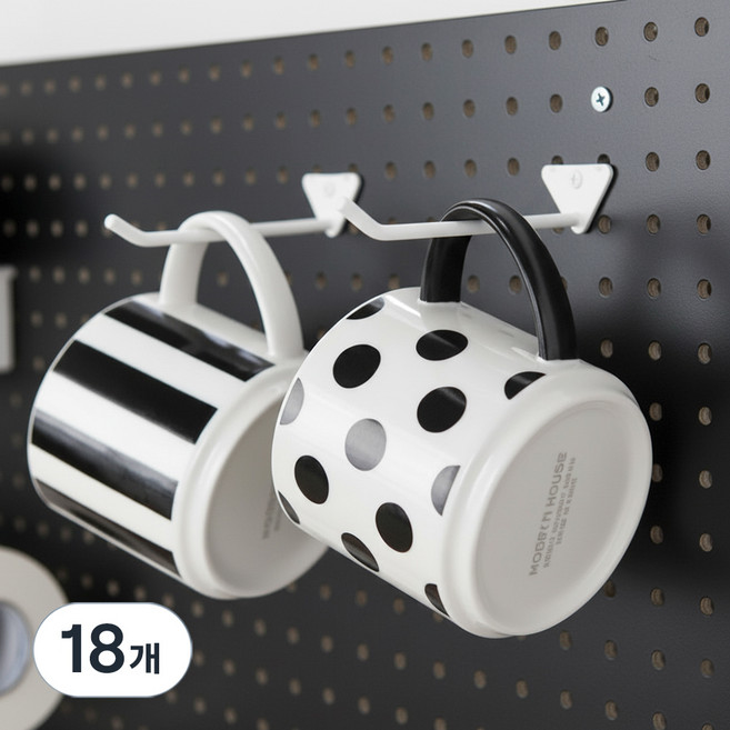 타공판닷컴 프리미엄 이중후크 L, 화이트, 18개