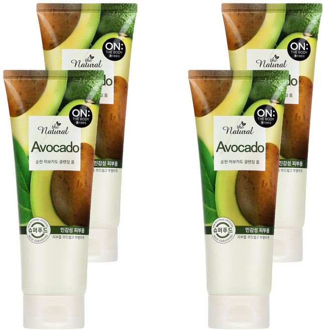 온더바디 더 내추럴 아보카도 순한 클렌징 폼, 200g, 4개