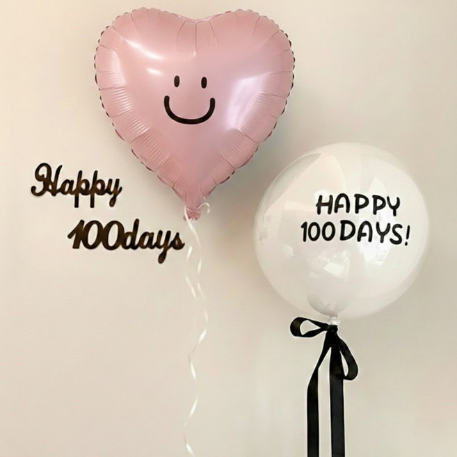 소아르 축하 풍선 세트, 핑크 100일, 1세트