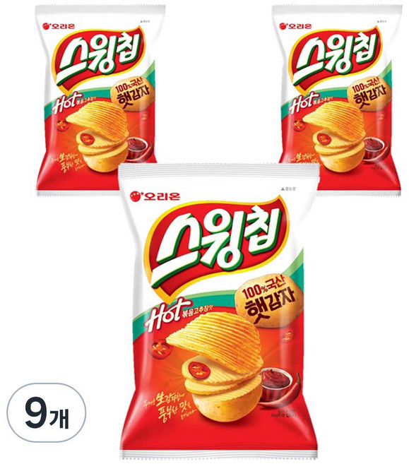 오리온 스윙칩 볶음고추장맛, 124g, 9개
