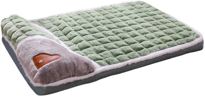 毛皇上 加厚枕頭睡床 XL 綠色 狗床 貓窩, 1個