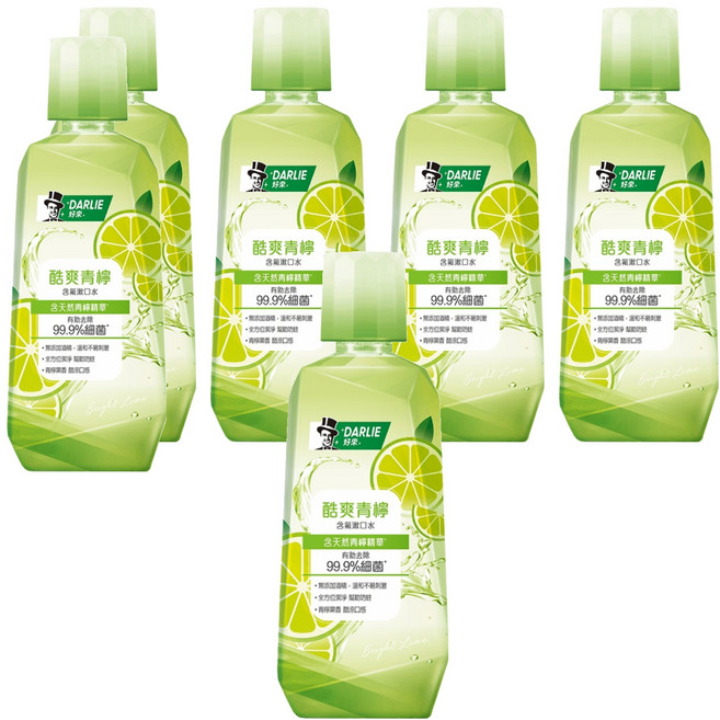 DARLIE 好來 無酒精 酷爽青檸漱口水, 500ml, 6瓶