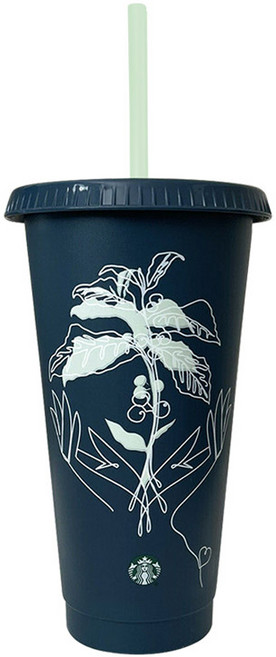 STARBUCKS 星巴克 可重複使用插圖印花冷飲吸管杯, 單色, 710ml