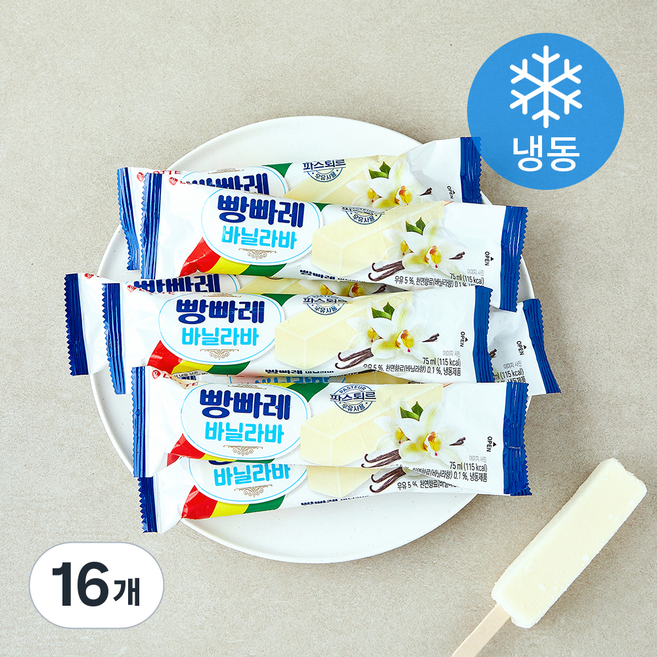 롯데웰푸드 빵빠레 바닐라바 (냉동), 16개, 1개입, 75ml