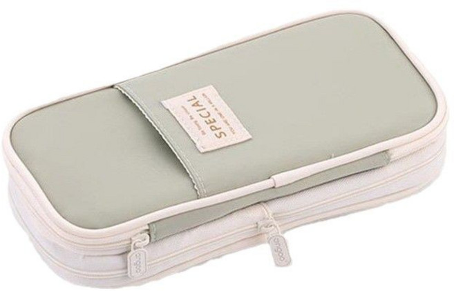 어푸 고등학생 대학생 직장인 파스텔 감성 필통, 1개, 크림그린