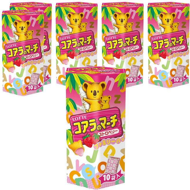 LOTTE 樂天 小熊餅 家庭號 草莓風味 10包, 195g, 6盒