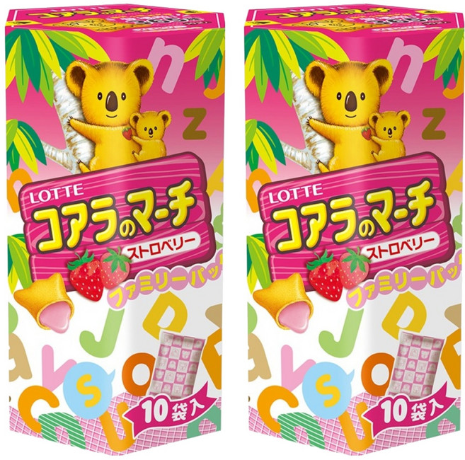 LOTTE 樂天 小熊餅 家庭號 草莓風味 10包, 195g, 2盒