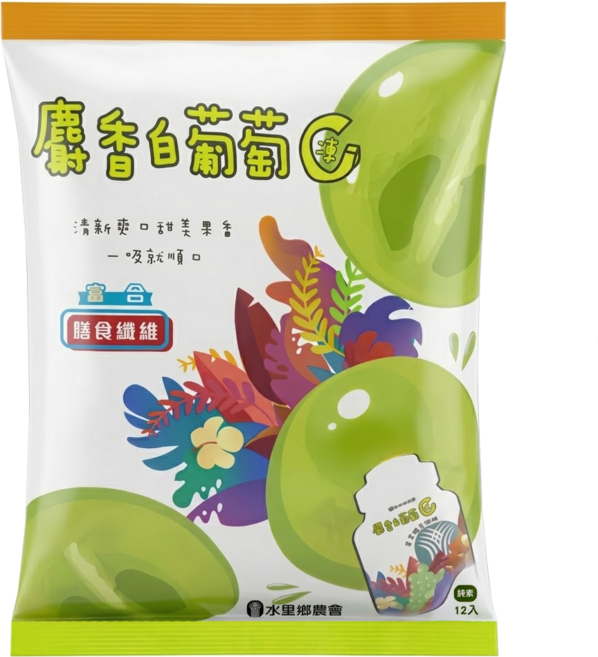 水里鄉農會 麝香白葡蒟蒻果凍 12入, 216g, 1袋