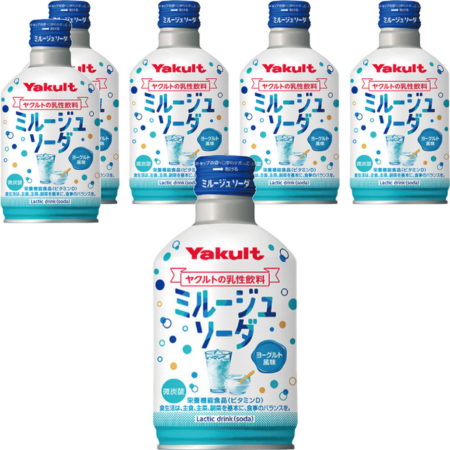 Yakult 養樂多 優格碳酸飲料 日本原裝進口 添加維生素D 微碳酸氣泡清涼爽口, 300ml, 6瓶
