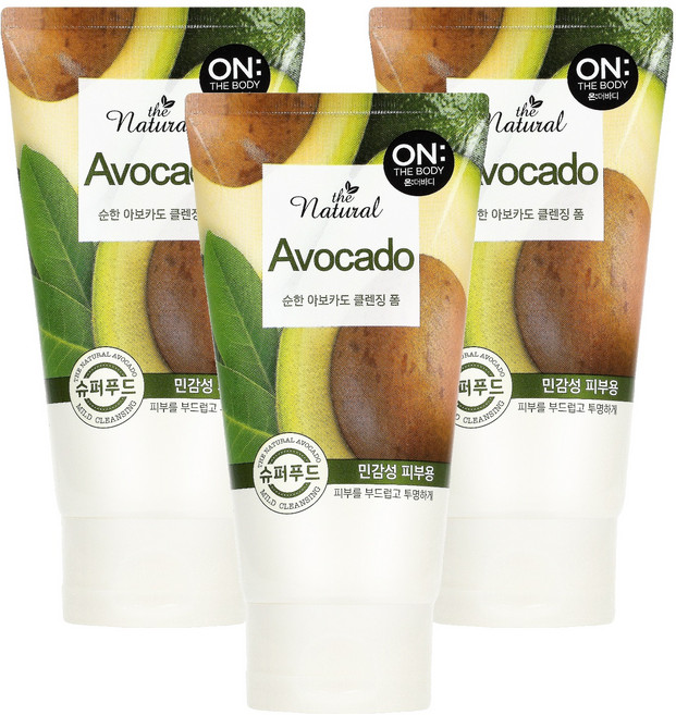 온더바디 더 내추럴 아보카도 순한 클렌징 폼, 120g, 3개