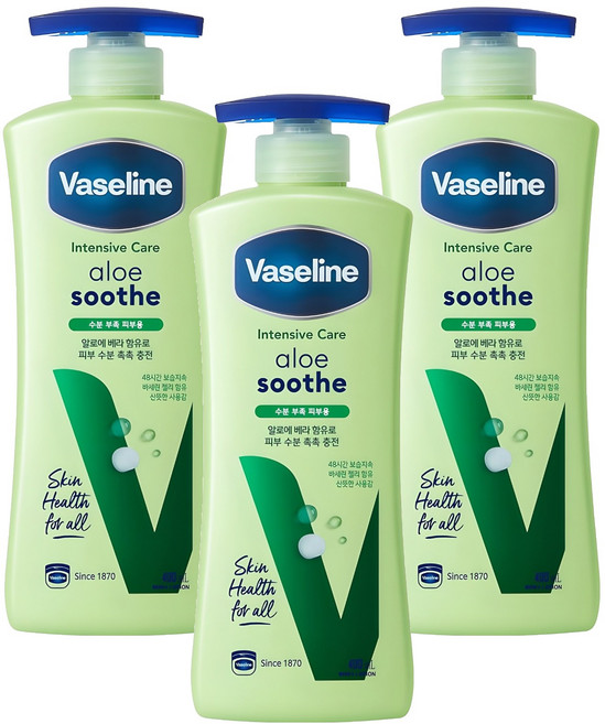 바세린 인텐시브 케어 알로에 수드 바디로션, 400ml, 3개