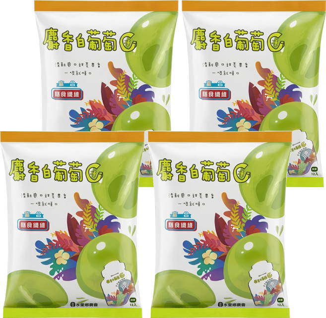 水里鄉農會 麝香白葡蒟蒻果凍 12入, 216g, 4袋