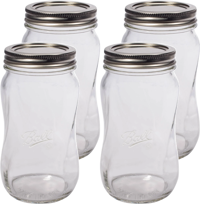 Ball 梅森 玻璃梅森罐 16oz窄口螺旋罐 61183 1.2kg 4個, 473ml, 1組