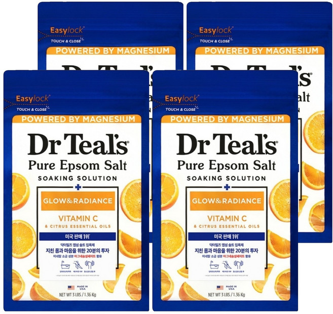 Dr Teal's 純淨瀉鹽沐浴鹽 維他命C柑橘, 4個, 1.36kg