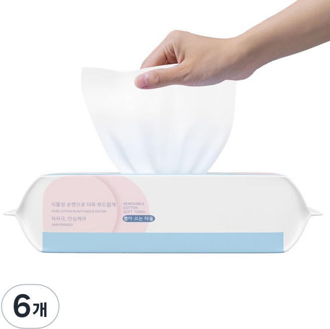 바페 팝업타입 일회용 페이스 타올, 100매, 6개
