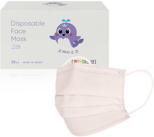 일회용 덴탈 고래 마스크 대형, 50매, 1개, 데이지