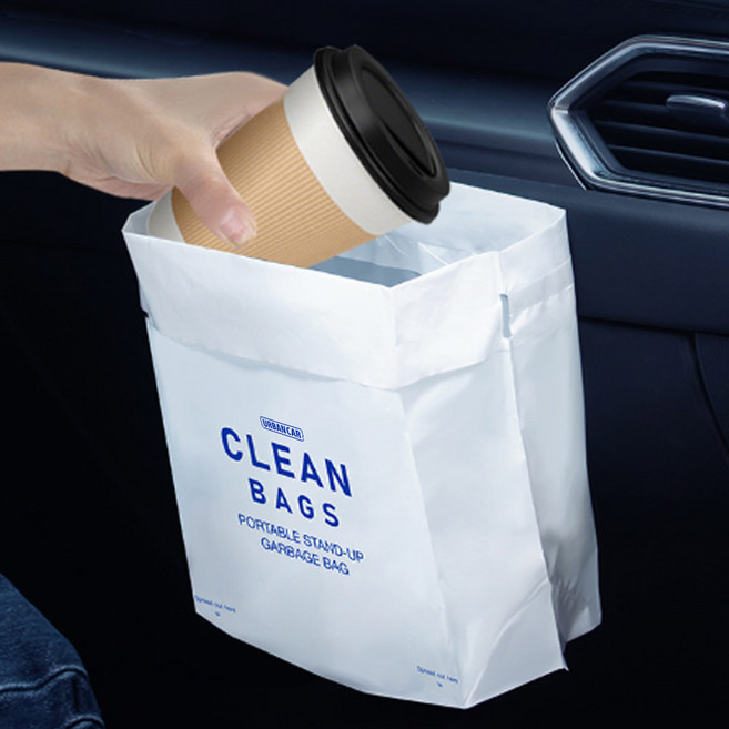 어반카 차량용 클린백 부착 스탠드형 쓰레기봉투 60개입, 화이트, 1개