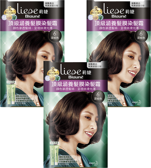 Liese 莉婕 頂級涵養染髮霜, 深棕色, 3盒