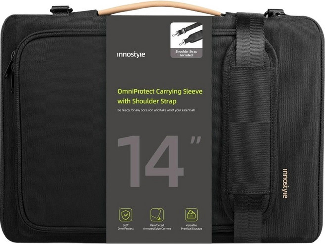 Innostyle OmniProtect系列 14吋 筆電/平板/電腦 手提/側背包 附肩帶, 黑色, 1個