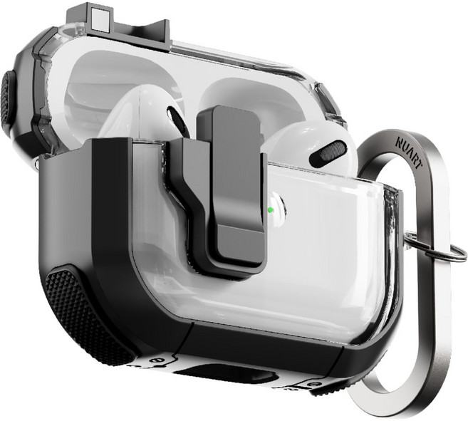 NUART 撞色邊框防丟失鎖定功能磁吸鎖防摔保護殼, AirPods Pro 3, 黑色, 1個