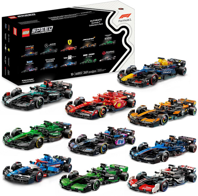 LEGO 66802 Speed系列 F1 Race Car 收藏家套組 一組10台 Ultimate Formula 1 Collector's Pack Amazon exclusive, 1盒, 多色