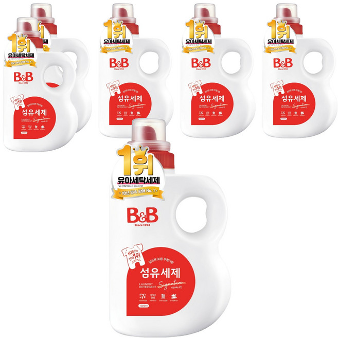 비앤비 유아 섬유 세제 시그니처향, 1.5L, 6개
