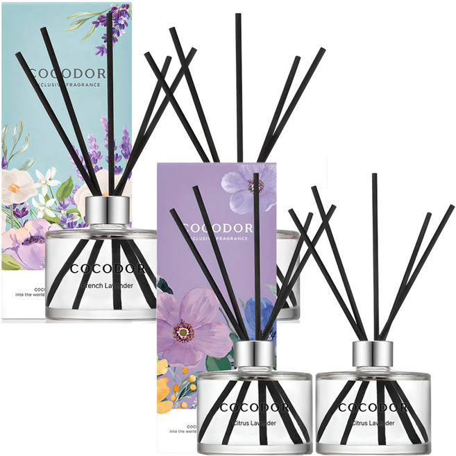 코코도르 퍼퓸 디퓨저 2p 세트, 프렌치라벤더, 시트러스라벤더, 200ml, 1개