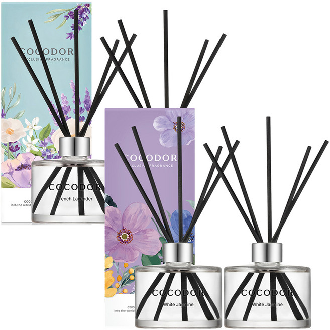 코코도르 퍼퓸 디퓨저 2p 세트, 프렌치라벤더, 화이트쟈스민, 200ml, 1개