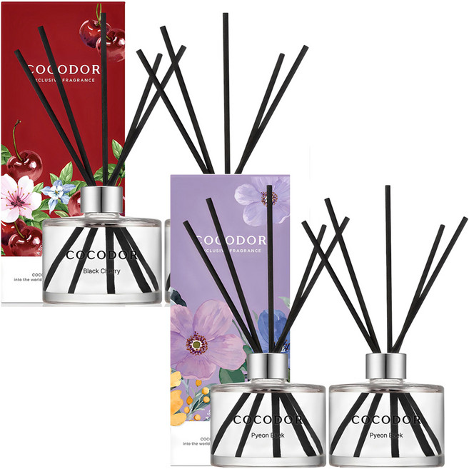 코코도르 퍼퓸 디퓨저 2p 세트, 블랙체리, 편백, 200ml, 1개